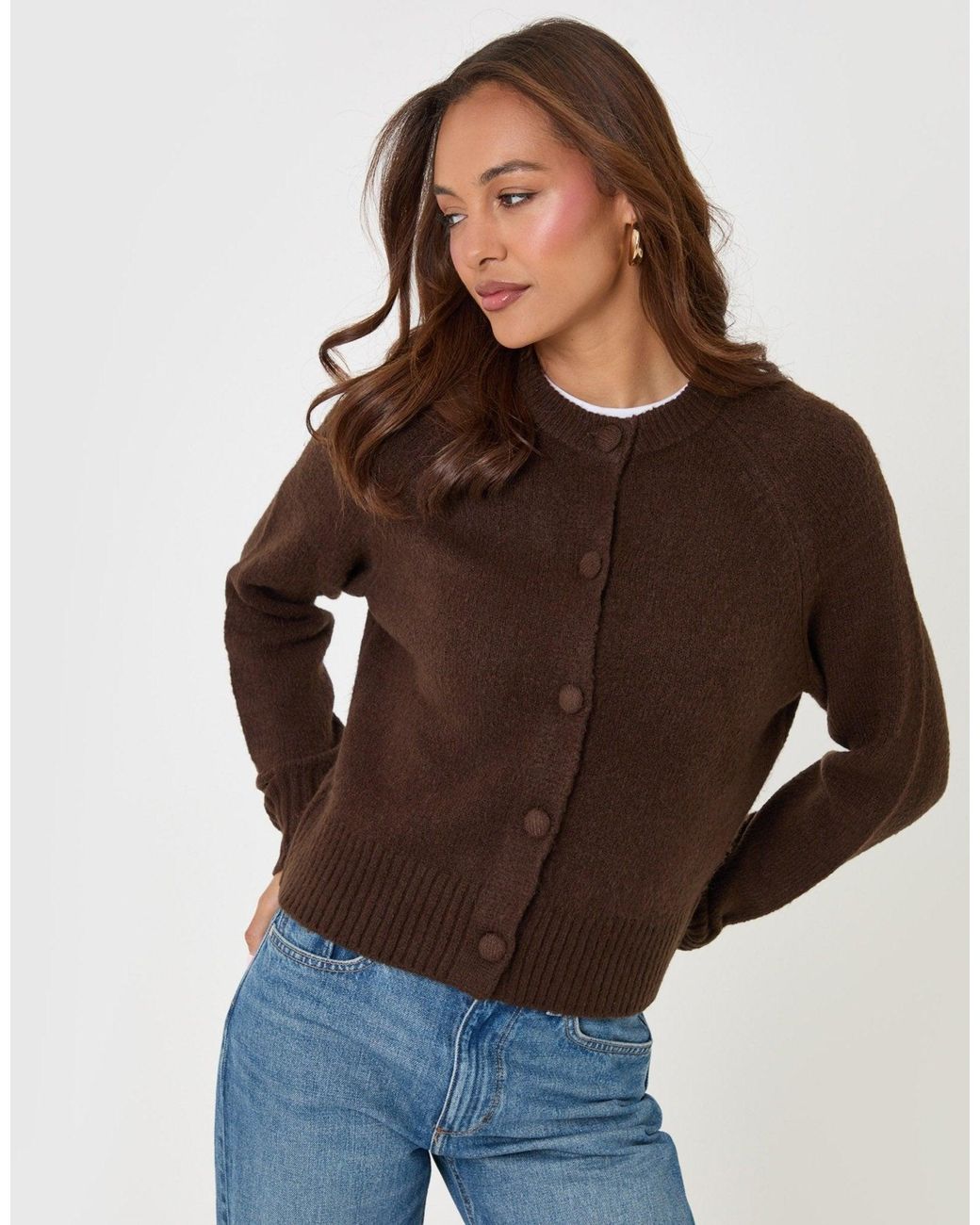 Threadbare Brown The Relaxed Knitted Cardigan