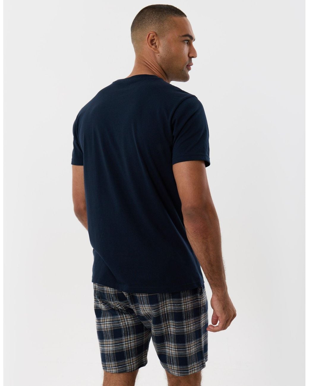 Threadbare Blue Cotton Rich T-Shirt And Short Pyjama Set for men