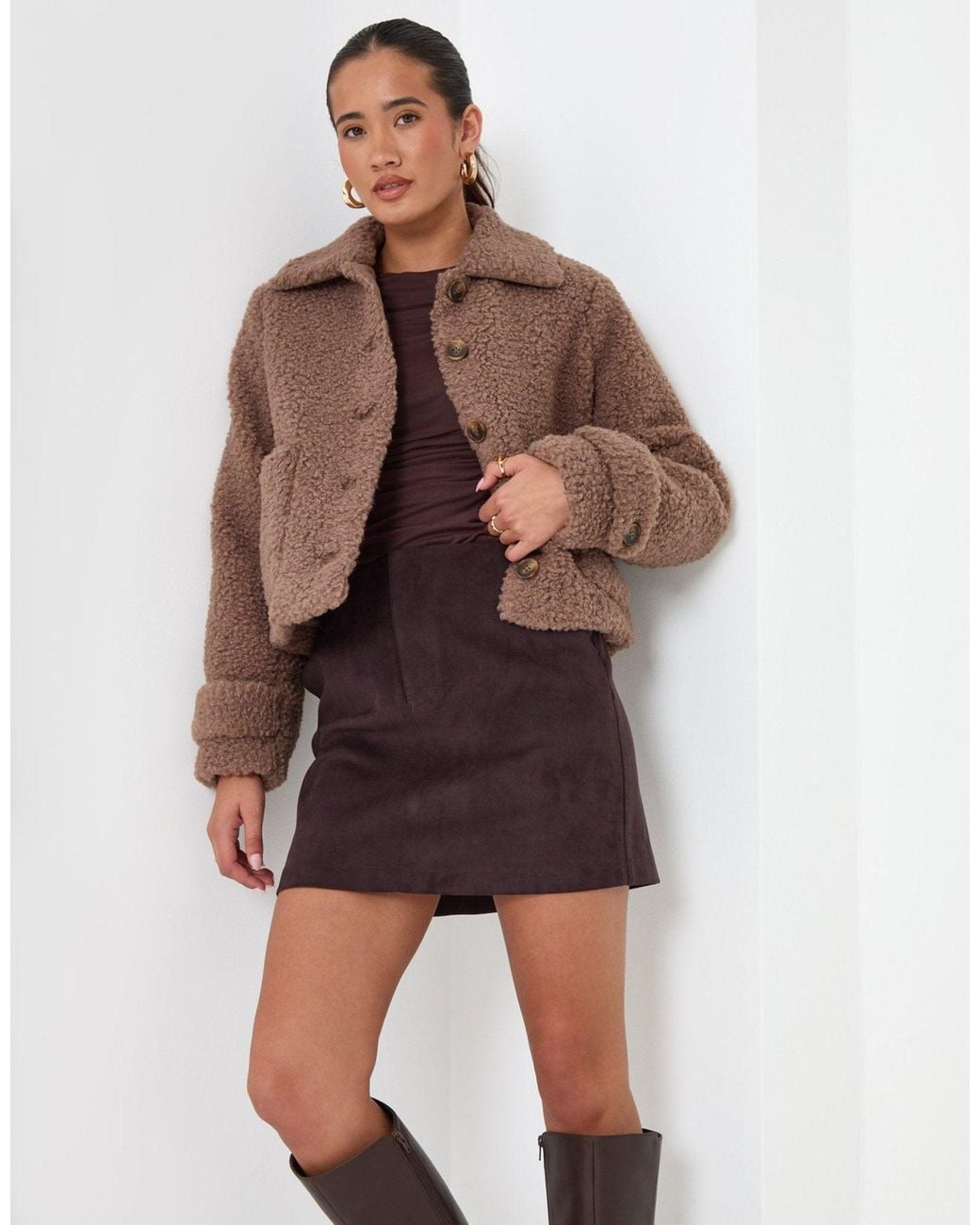 Threadbare Multicolor Borg Cropped Jacket