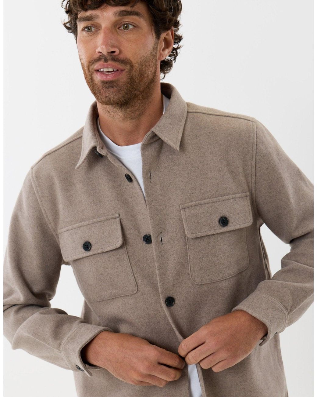 Threadbare Gray Patch Pocket Knitted Shacket for men