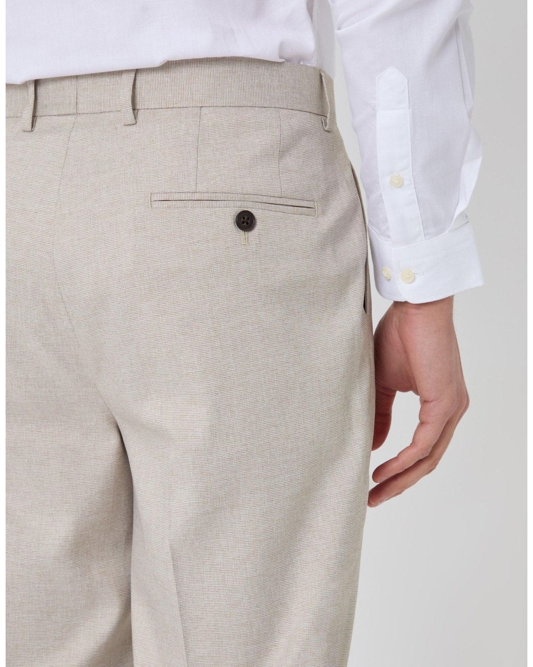 Threadbare Natural Tailored Fit Suit Trousers for men