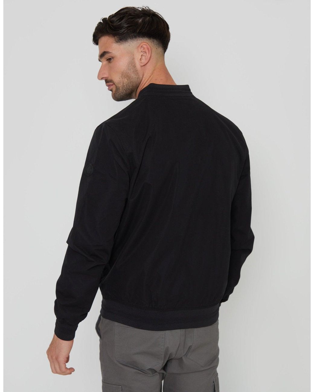 Threadbare Black Showerproof Classic Bomber Jacket for men