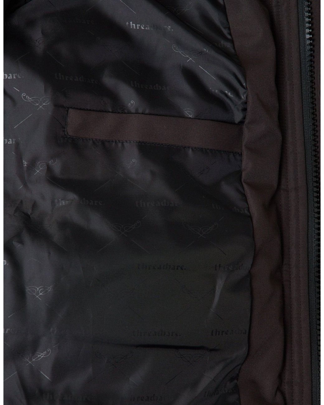 Threadbare Black Showerproof Hooded Puffer Coat With Borg Lined Hood for men