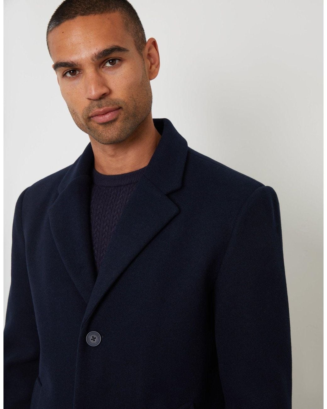 Threadbare Blue The Classic Faux Wool Trench Coat for men