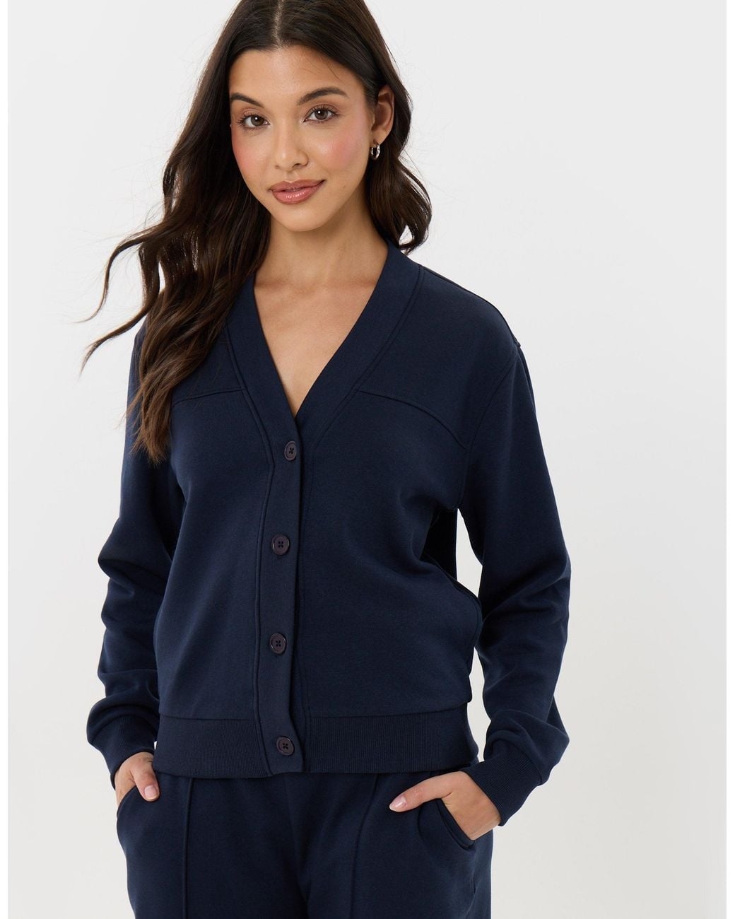 Threadbare Blue The Staple Cardigan & Jogger Sweat Set