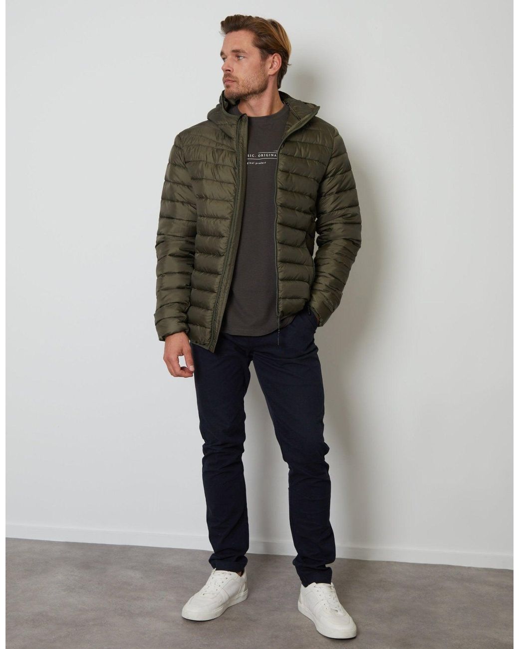 Threadbare Gray Matte Finish Padded Hooded Jacket for men