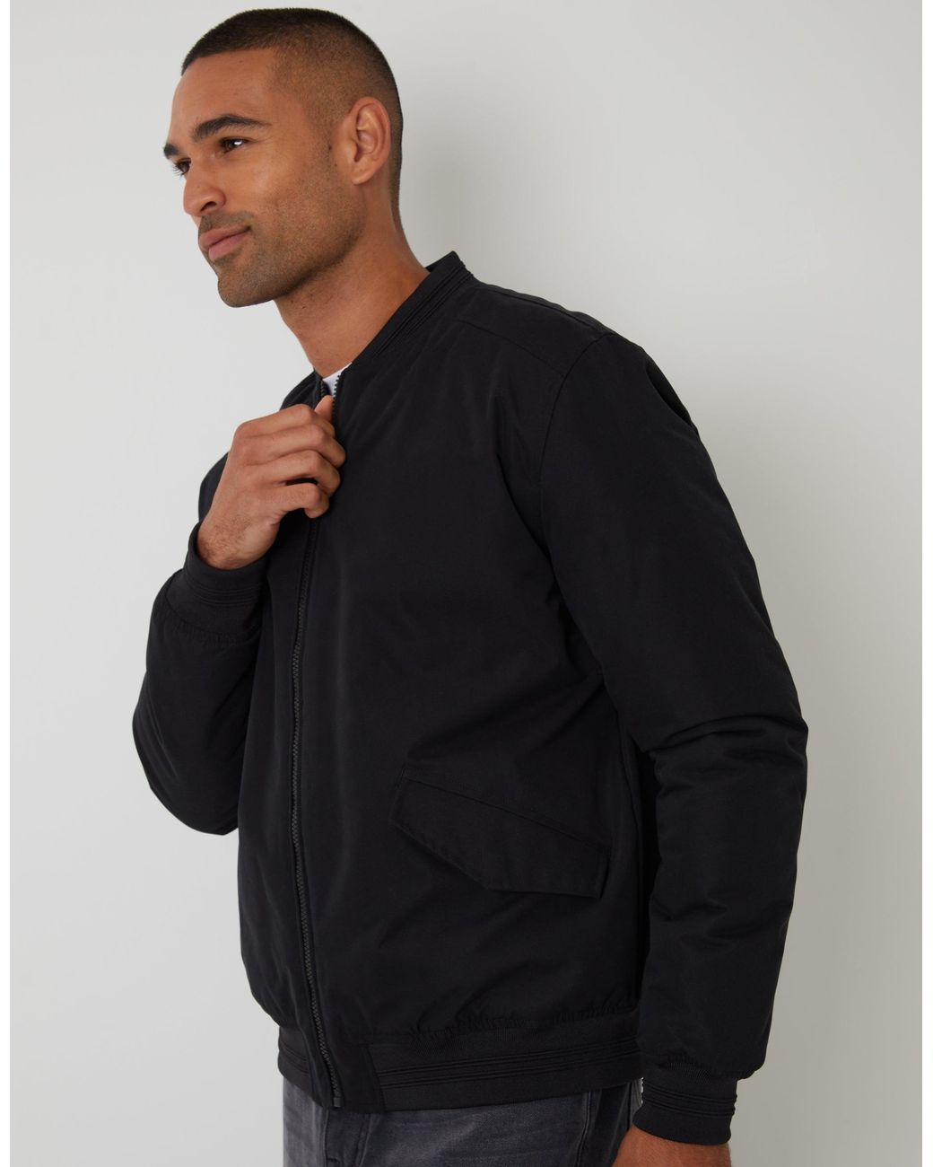 Threadbare Black Padded Bomber Jacket for men