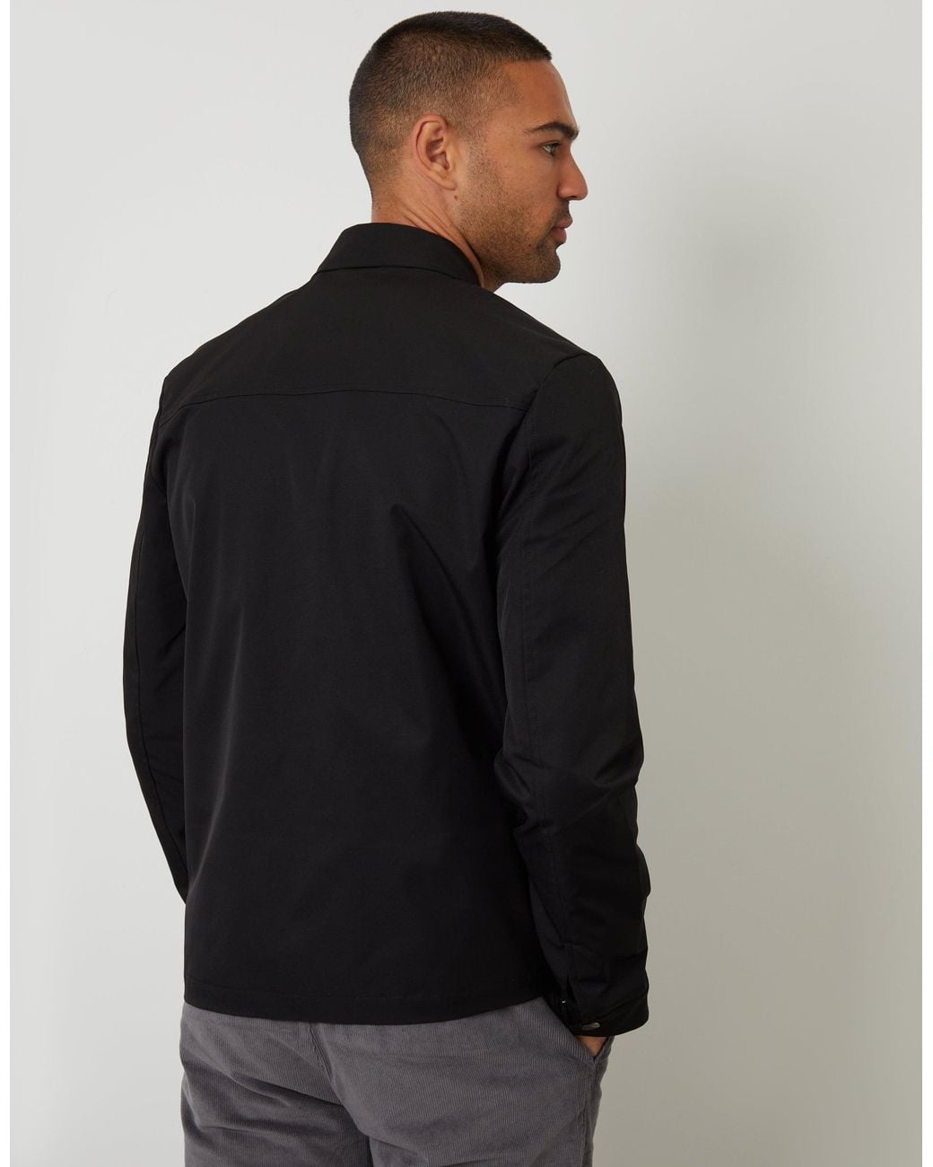 Threadbare Black Lightweight Collared Zip Up Jacket for men