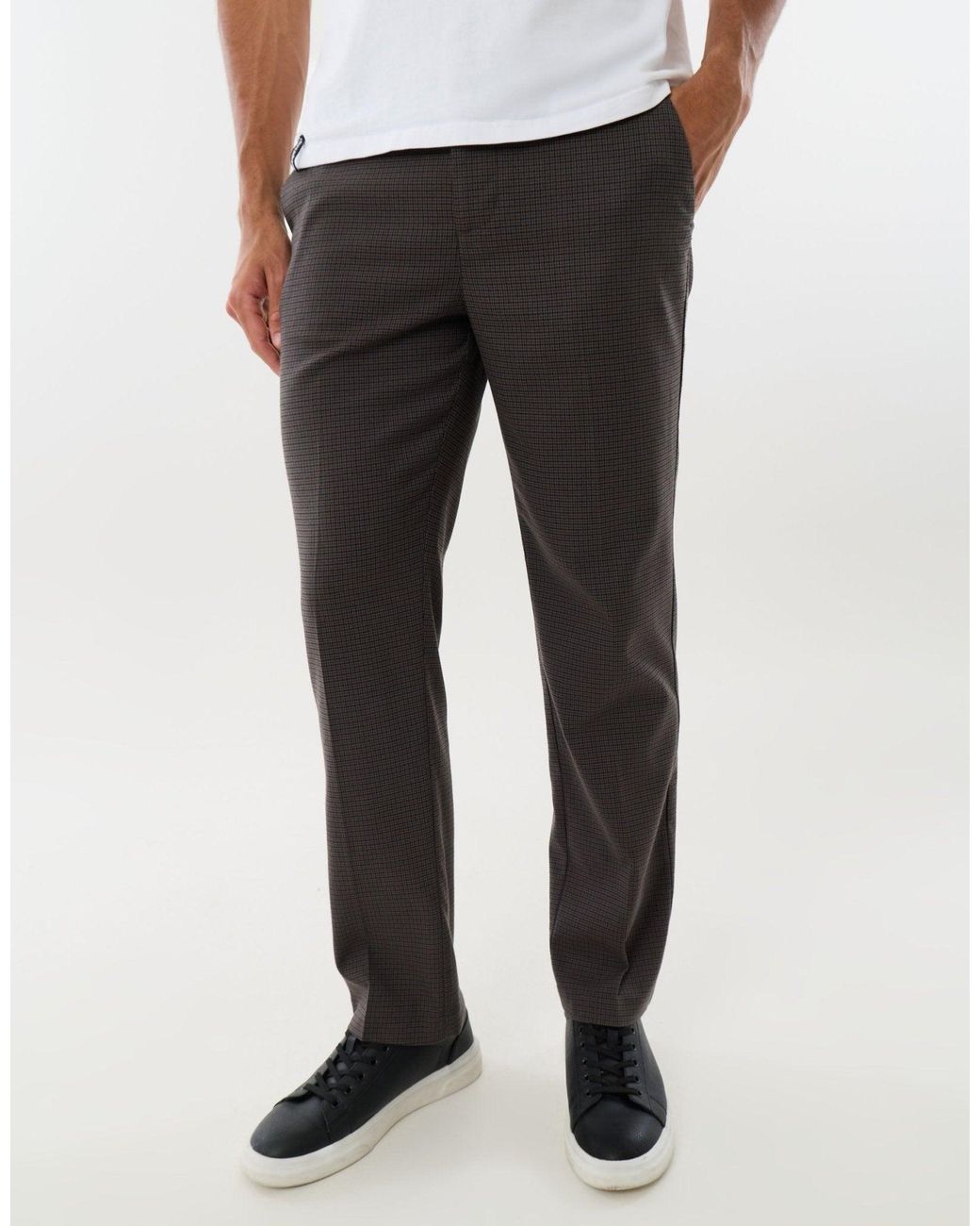 Threadbare White Straight Leg Tailored Trousers for men