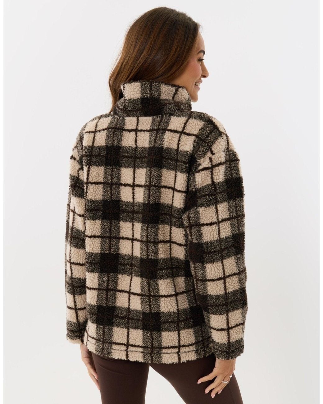 Threadbare Brown Borg Funnel Neck Fleece