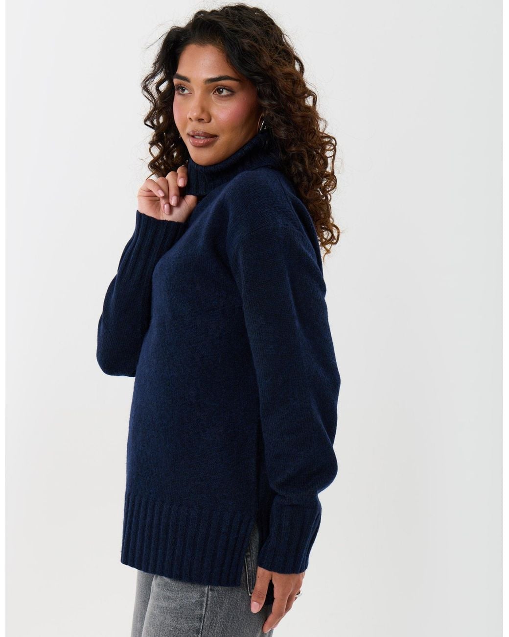 Threadbare Blue The Oversized Roll Neck Jumper