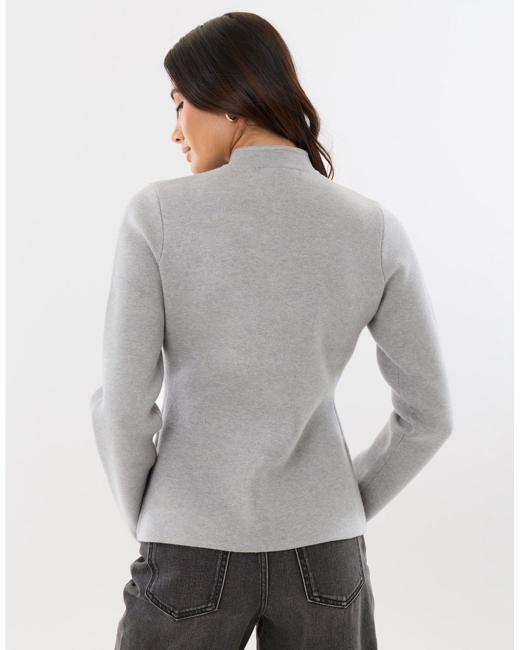 Threadbare Gray Mandarin Style Knitted Cardigan