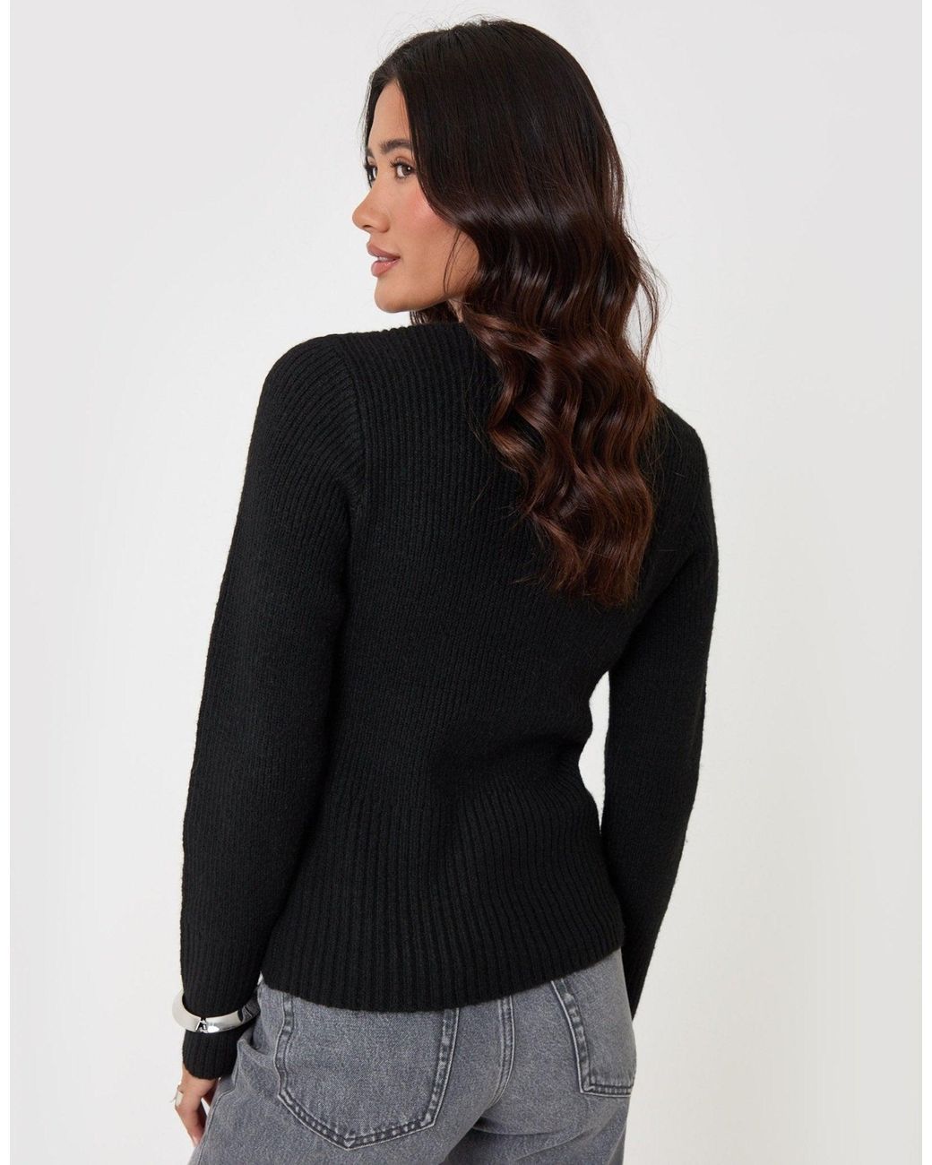 Threadbare Black V Neck Knitted Cardigan