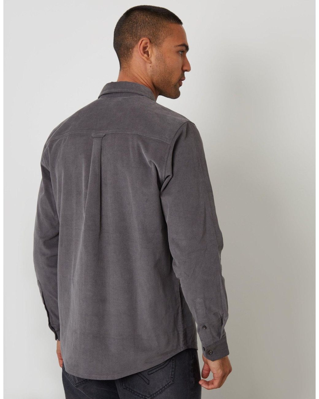 Threadbare Gray Corduroy Shirt for men