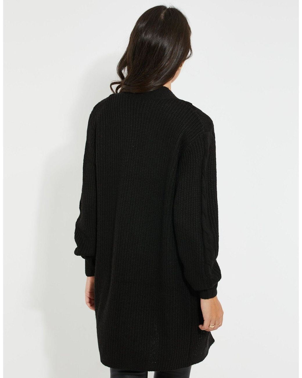 Threadbare Black Cable Knit Cardigan