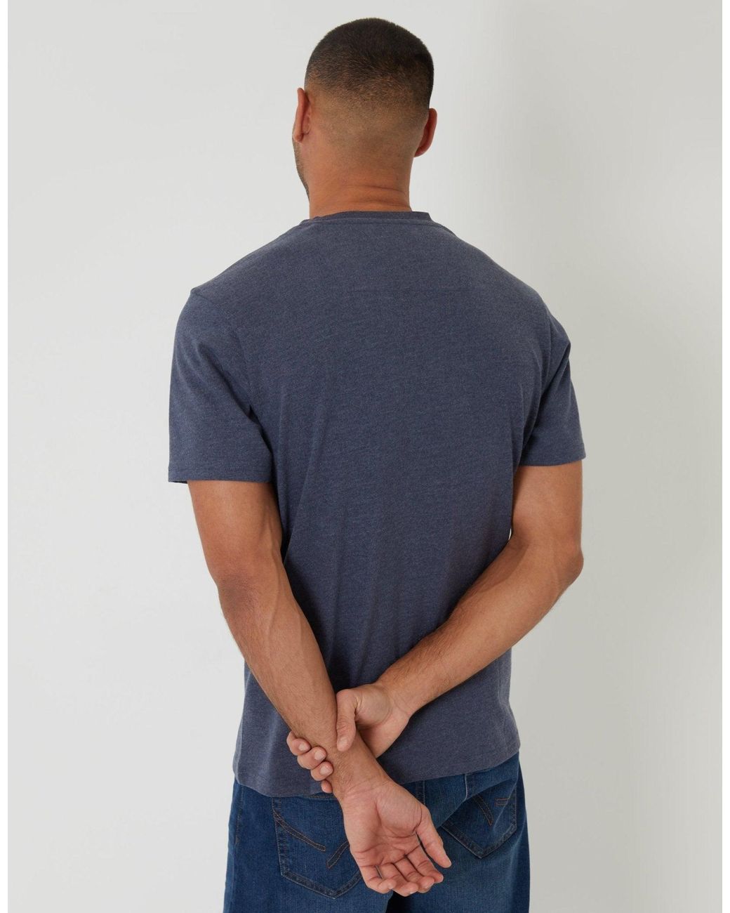 Threadbare Blue Peached Crew Neck T-Shirt for men