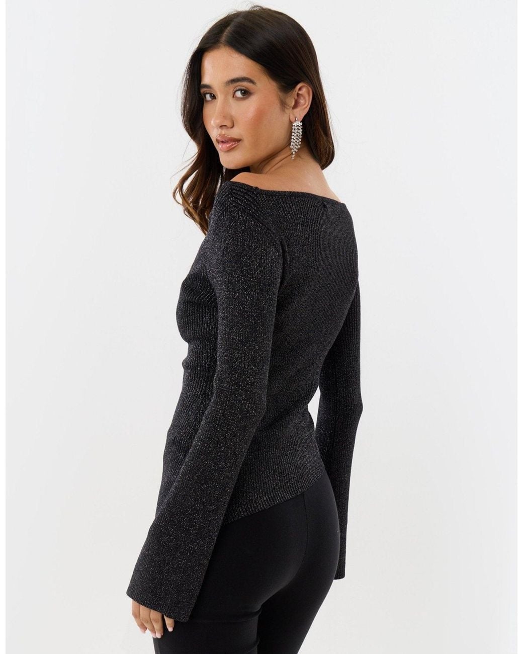 Threadbare Black Asymmetric Knit Jumper