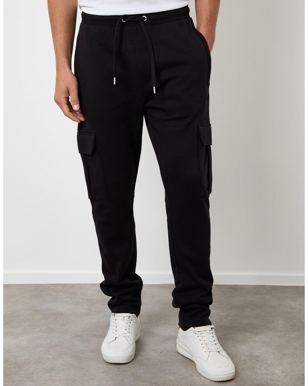 Threadbare Black Cargo Joggers (2 Pack) for men