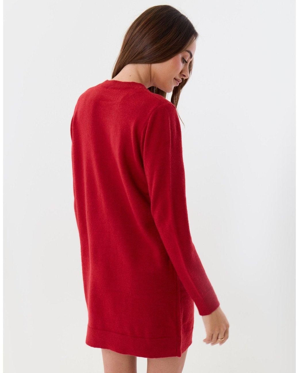 Threadbare Red Bow Embellished Knitted Mini Dress