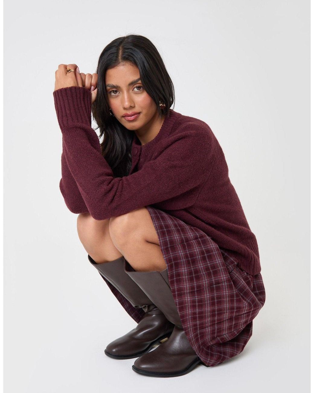 Threadbare Red The Relaxed Knitted Cardigan