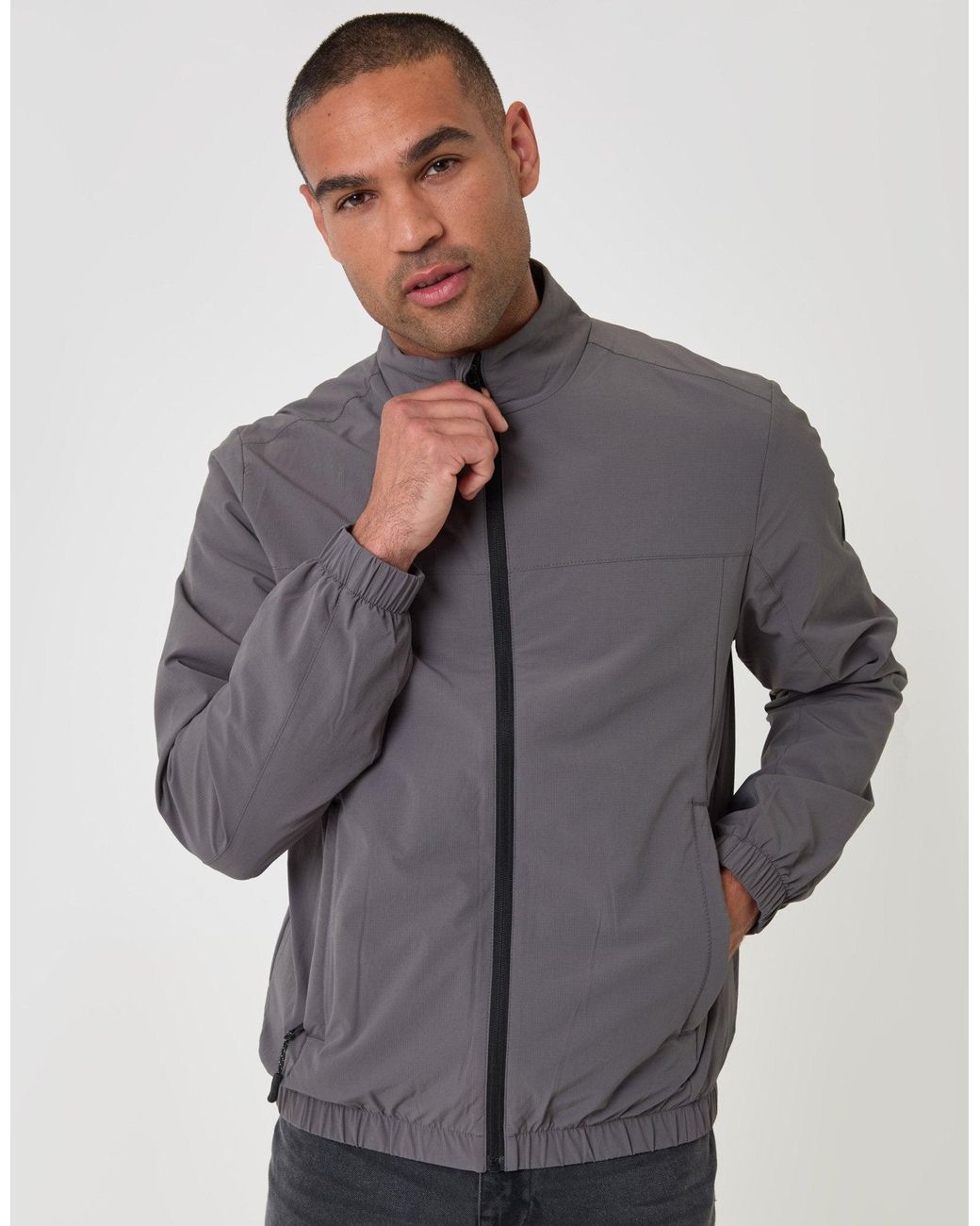Threadbare Gray Showerproof Ripstop Harrington Jacket for men