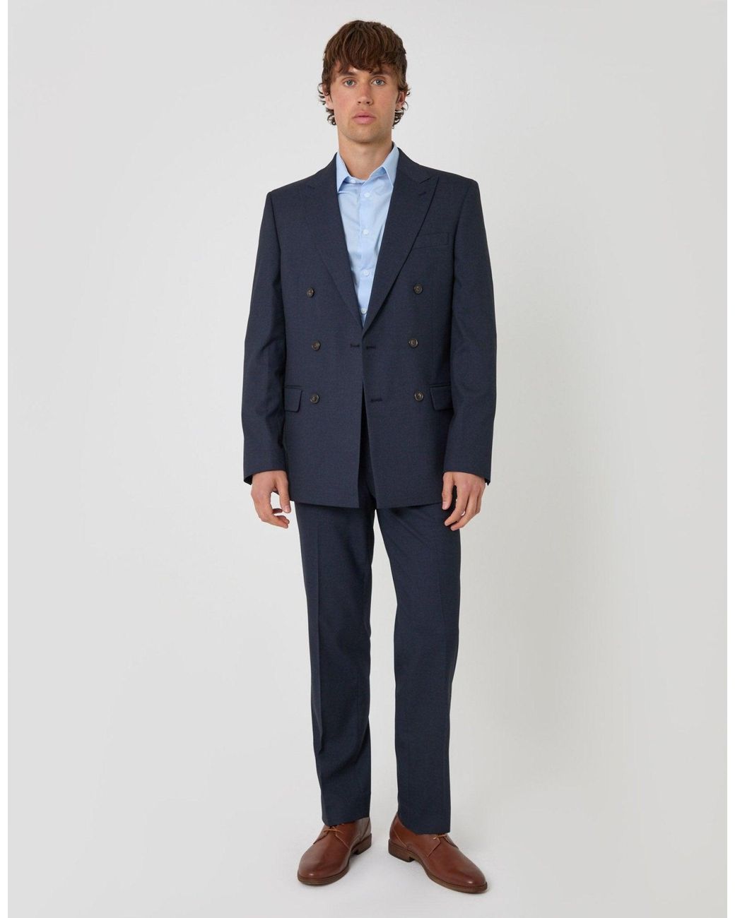 Threadbare Blue Tailored Fit Double Breasted Blazer for men