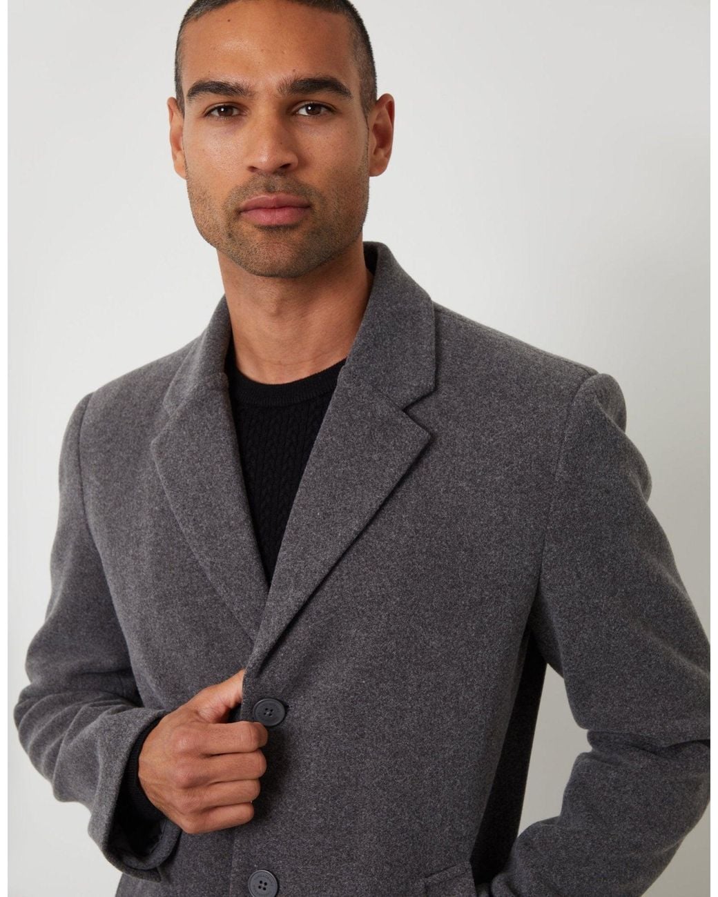 Threadbare Gray The Classic Faux Wool Trench Coat for men