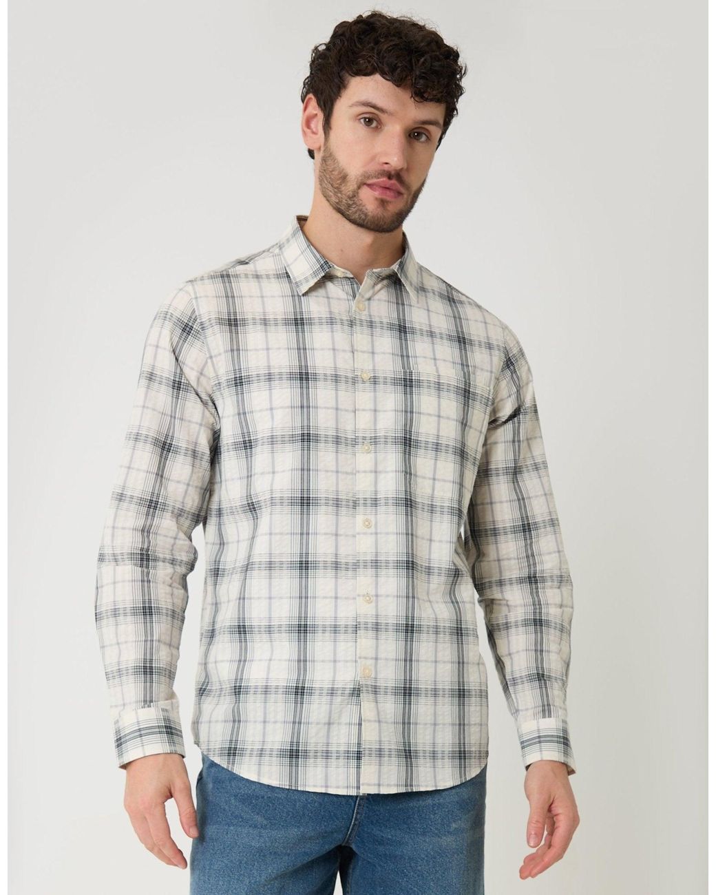 Threadbare Gray Cotton Long Sleeve Shirt for men
