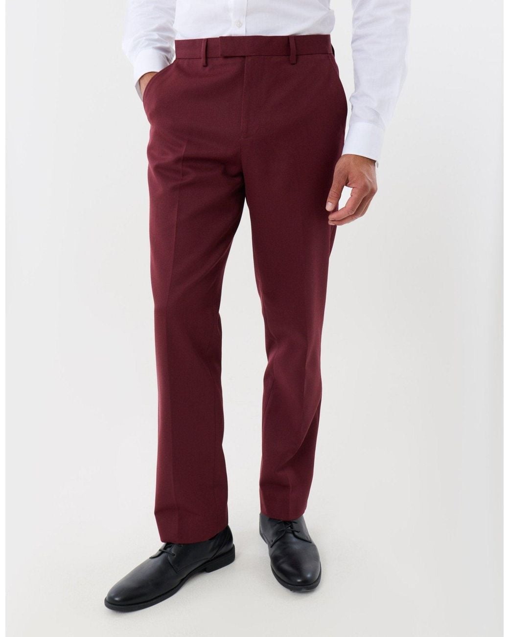 Threadbare White Tailored Fit Suit Trousers for men