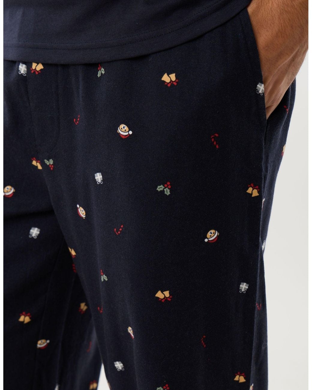 Threadbare Blue Embroidered Christmas Pyjama Set for men