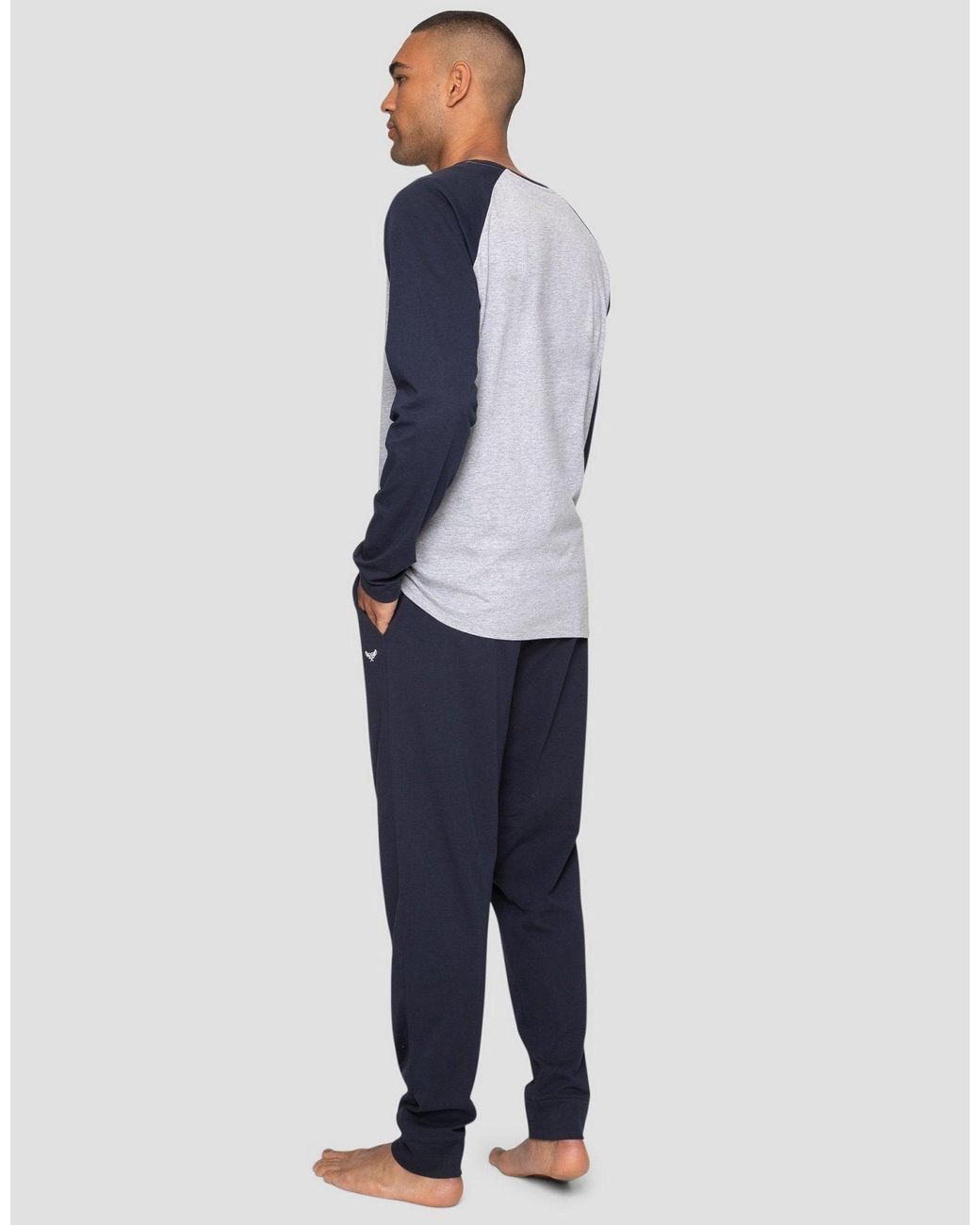 Threadbare Blue The Ultimate Long Sleeve Pyjama Set for men
