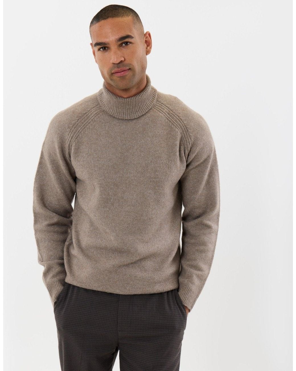 Threadbare Gray Raglan Sleeve Roll Neck Jumper for men