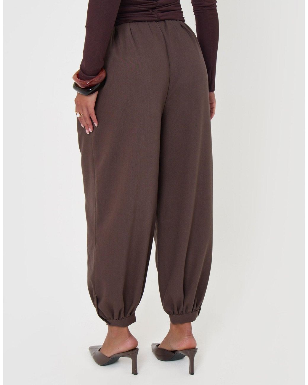 Threadbare Brown Balloon Trousers With Button Cuffs