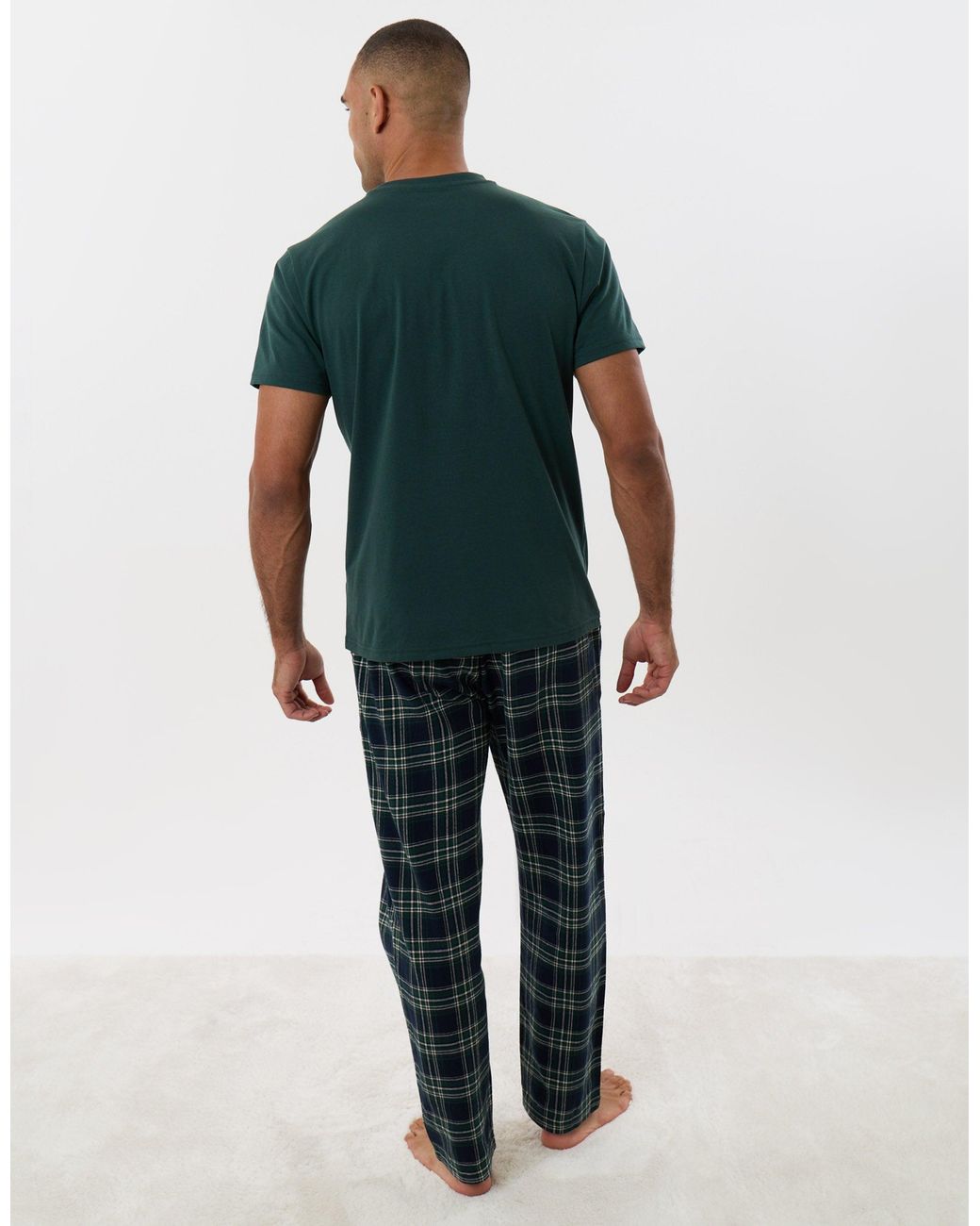 Threadbare Multicolor T-Shirt & Cotton Flannel Trousers Pyjama Set for men