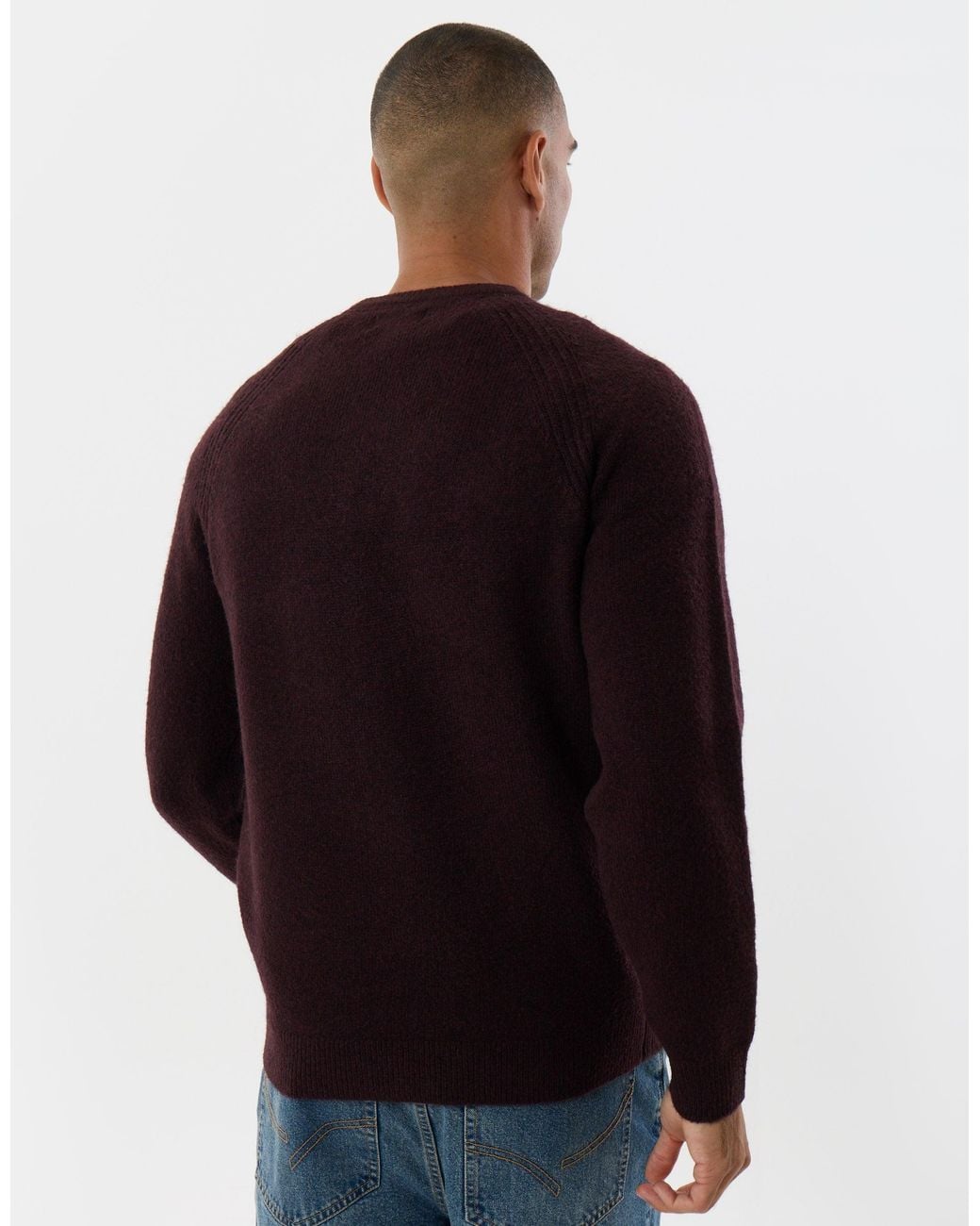 Threadbare Blue Raglan Rib Knitted Crew Neck Jumper for men