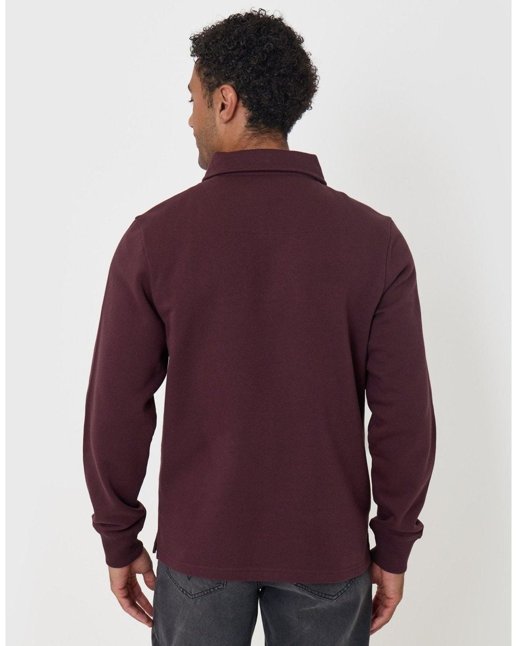 Threadbare Purple Quarter Zip Long Sleeve Polo Sweatshirt for men