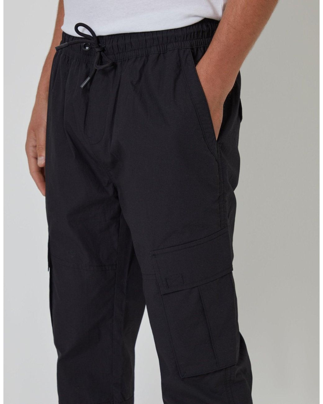 Threadbare Blue Elasticated Waist Cargo Trousers for men