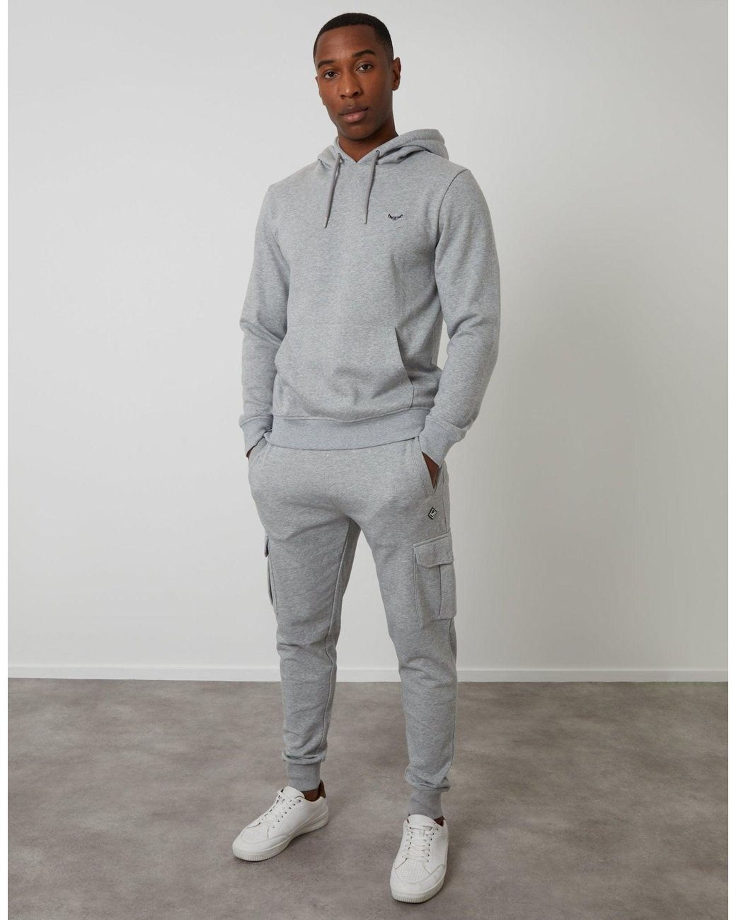 Threadbare Gray The Essential Cotton Rich Overhead Hoodie for men