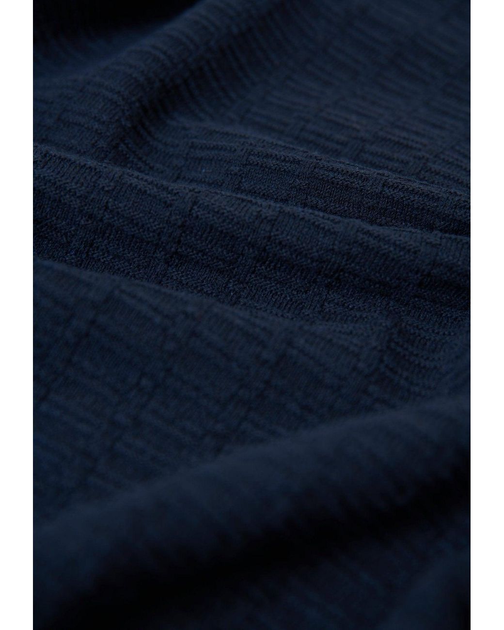 Threadbare Blue Mock Shirt Textured Knitted Jumper for men