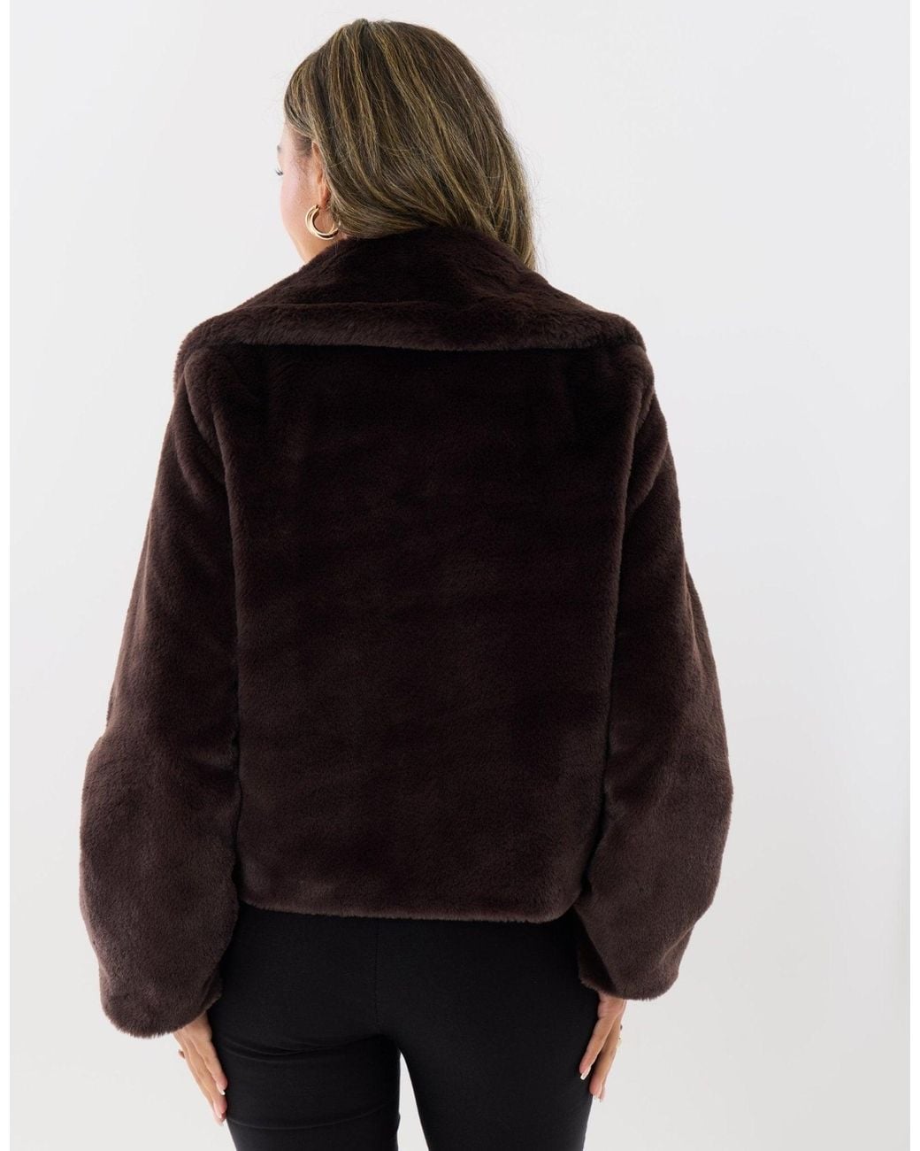 Threadbare Black Short Collared Faux Fut Coat