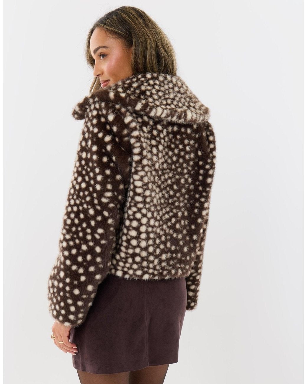 Threadbare Metallic Collared Faux Fur Jacket