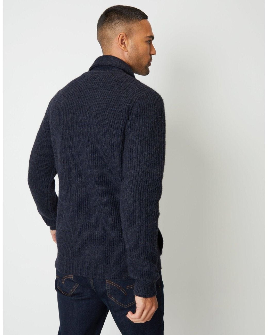 Threadbare Blue Shawl Cardigan for men