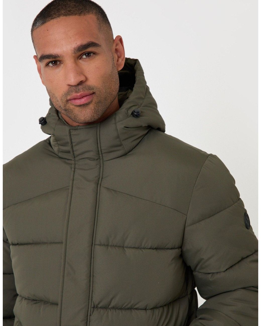 Threadbare Green The Staple Showerproof Puffer Coat for men