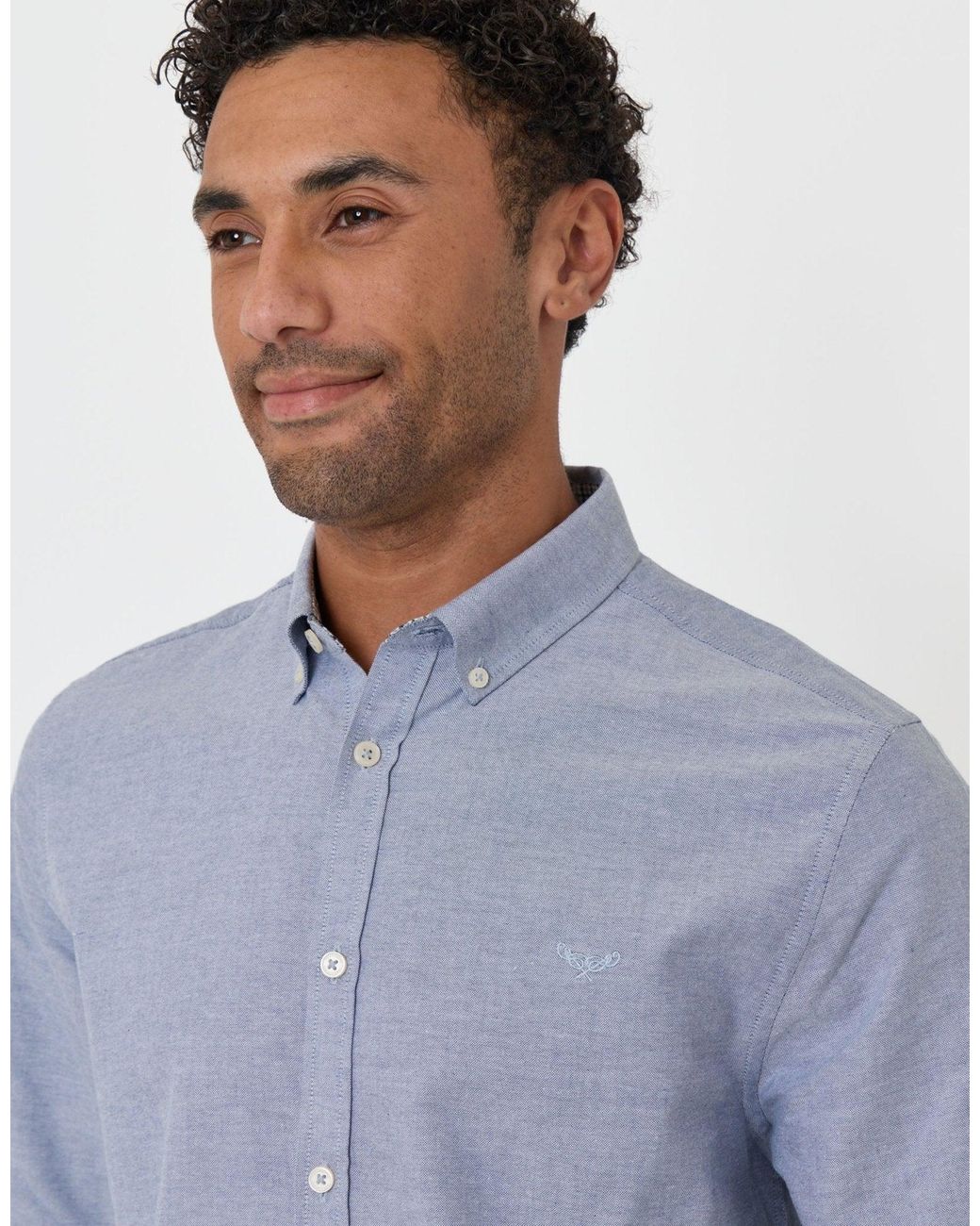 Threadbare Blue The Classic Cotton Oxford Shirt for men