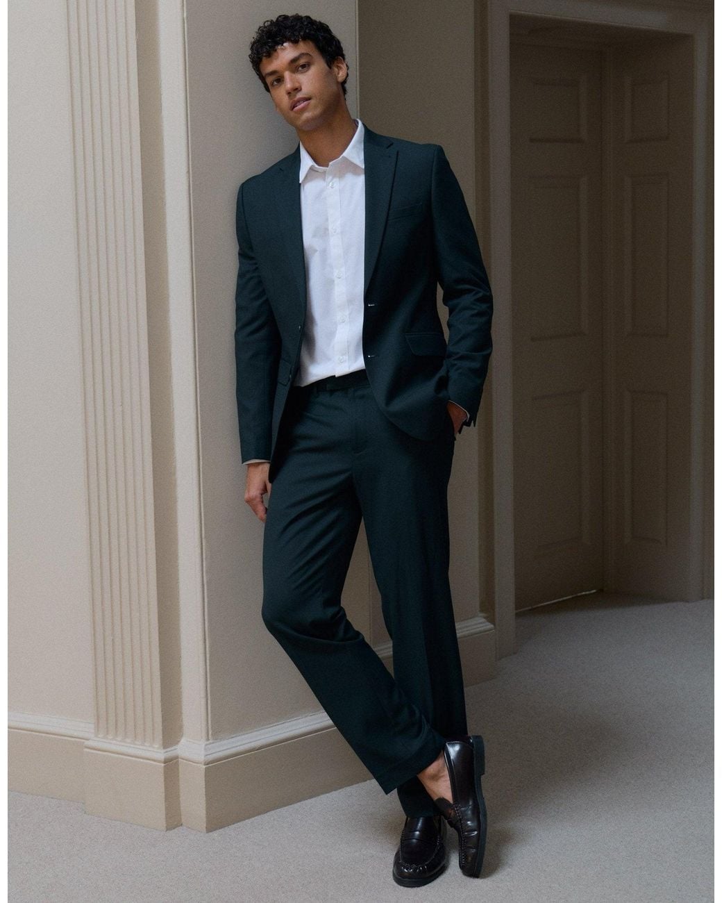 Threadbare Black Tailored Fit Suit Trousers for men