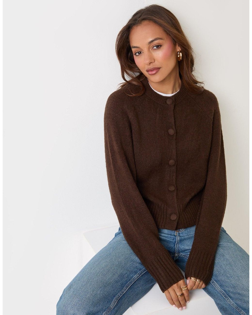 Threadbare Brown The Relaxed Knitted Cardigan