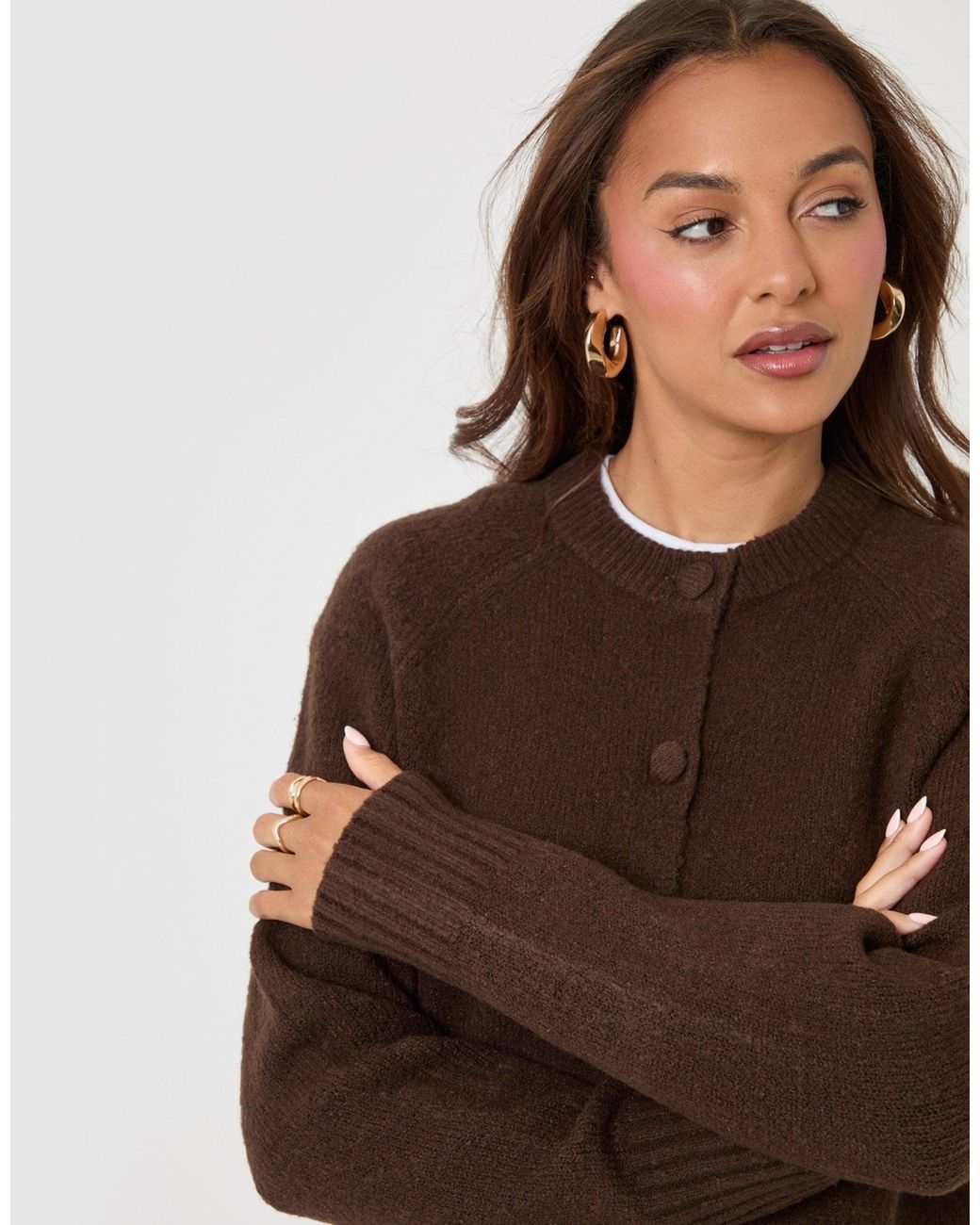 Threadbare Brown The Relaxed Knitted Cardigan