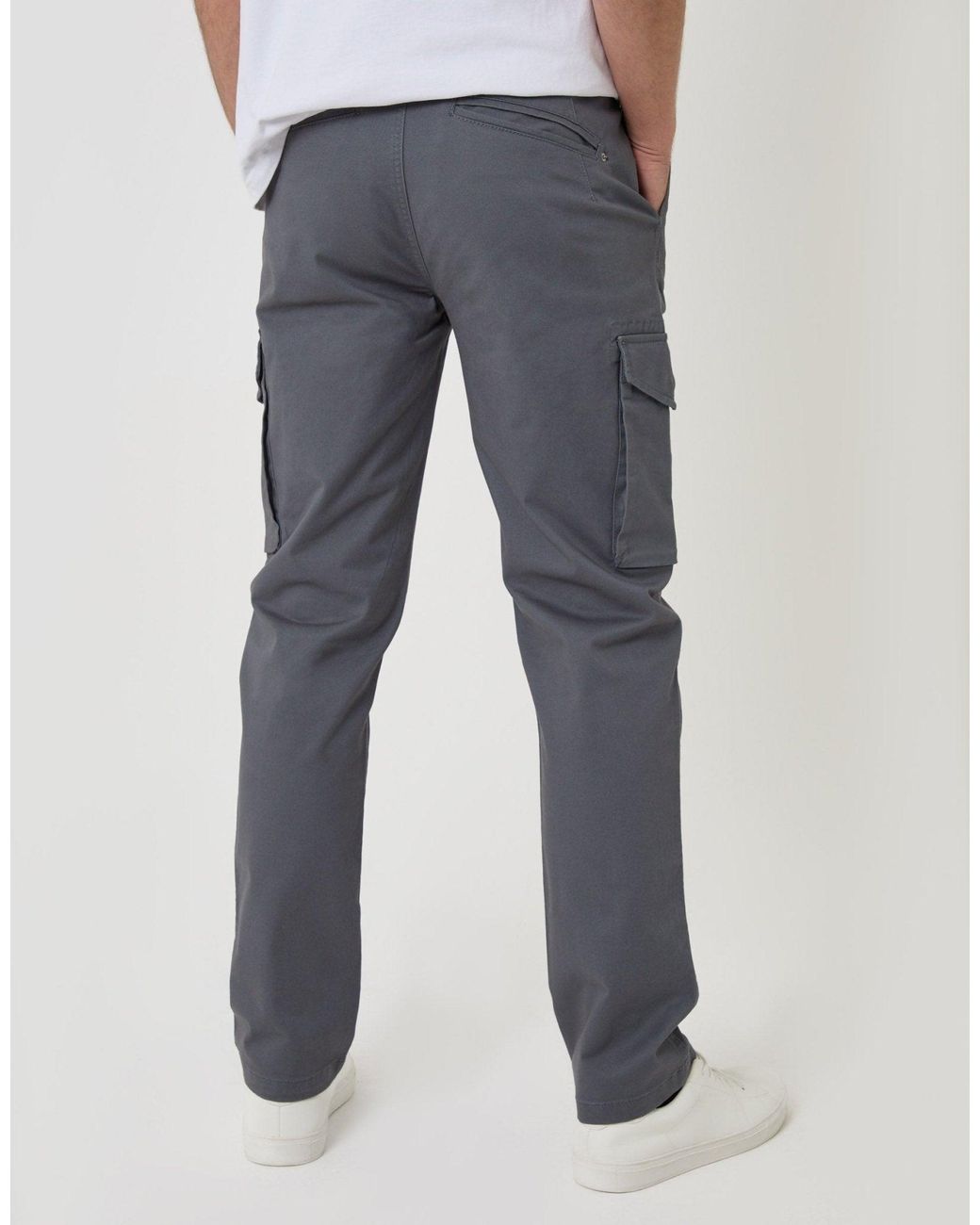 Threadbare White Slim Fit Cargo Style Trousers for men