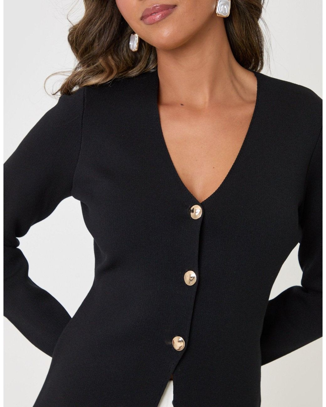 Threadbare Blue Compact Knit V Neck Cardigan