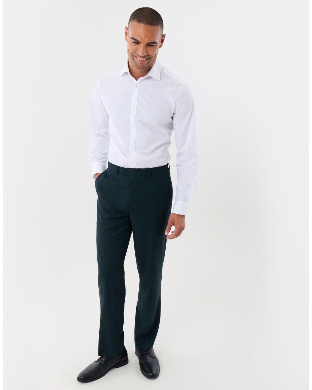 Threadbare Black Tailored Fit Suit Trousers for men